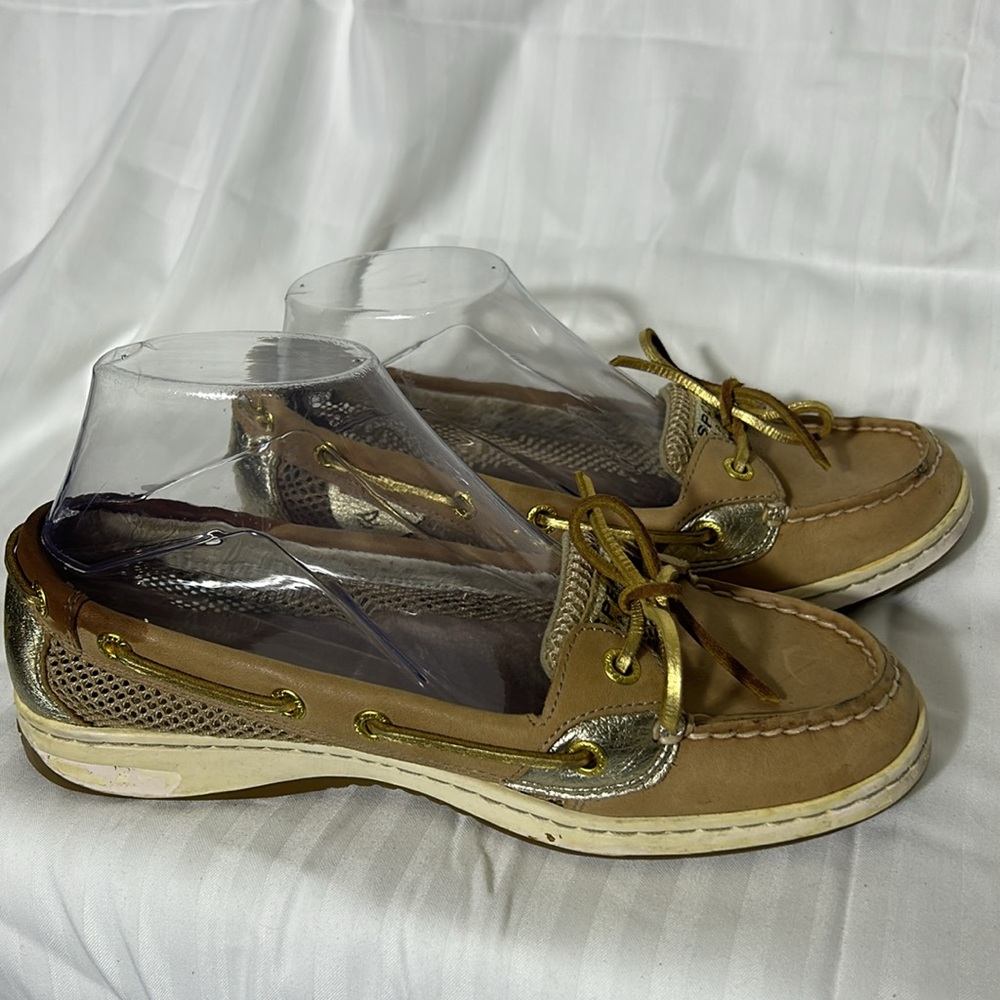 Sperry top cider gold and tan size 7 1/2 about you